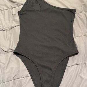 One-Shoulder Black Bodysuit